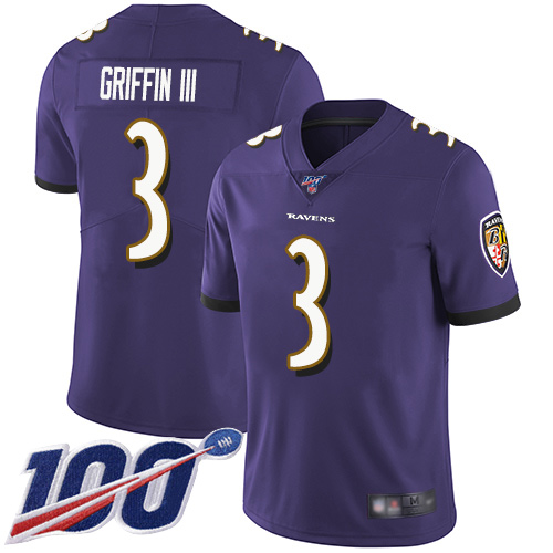 Baltimore Ravens Limited Purple Men Robert Griffin III Home Jersey NFL Football #3 100th Season Vapor Untouchable->youth nfl jersey->Youth Jersey